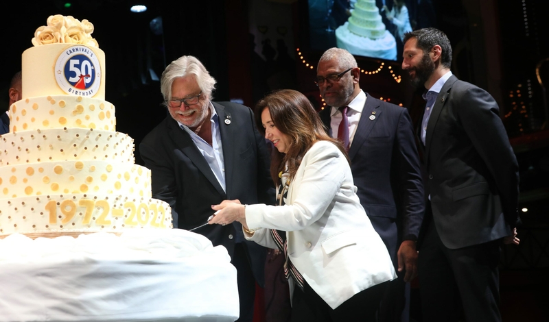 Carnival Cruise Line today marked a half a century since its maiden voyage from PortMiami with a celebration aboard Carnival Conquest.