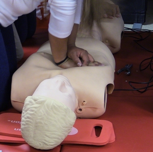 CPR practice on manikin