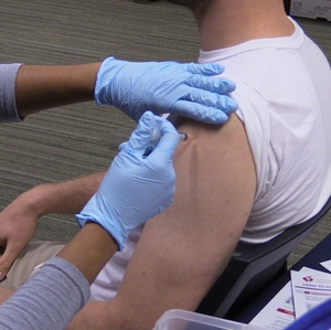 Man getting flu shot
