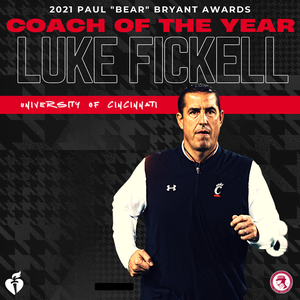 Luke Fickell named 2021 Paul “Bear” Bryant Coach of the Year 
