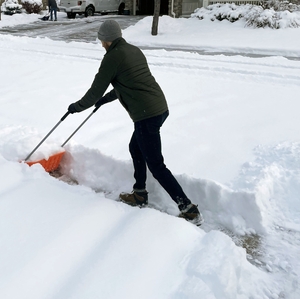 Neighbors clearing snow