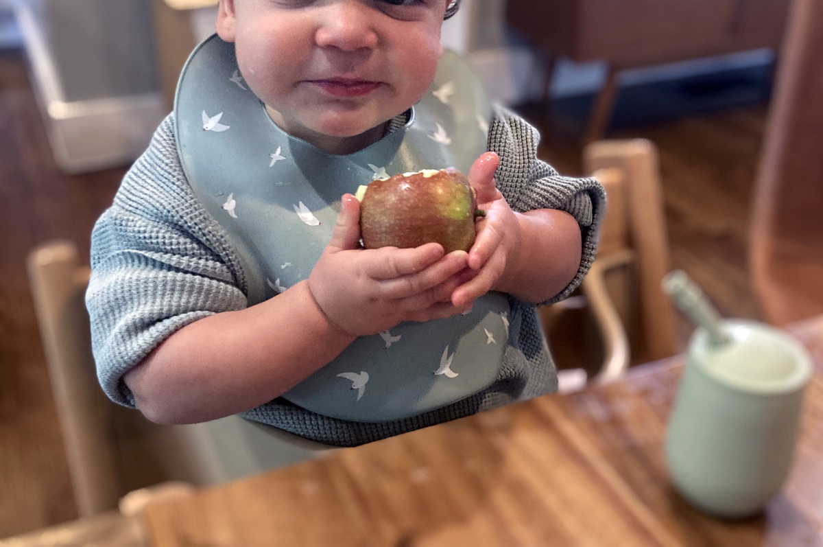 Toddler snacking