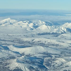 Aerial view of mountains in Alaska
