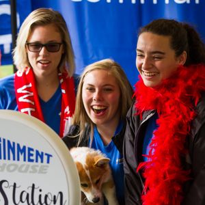 Heart and Stroke Walk participants pose in a photo booth